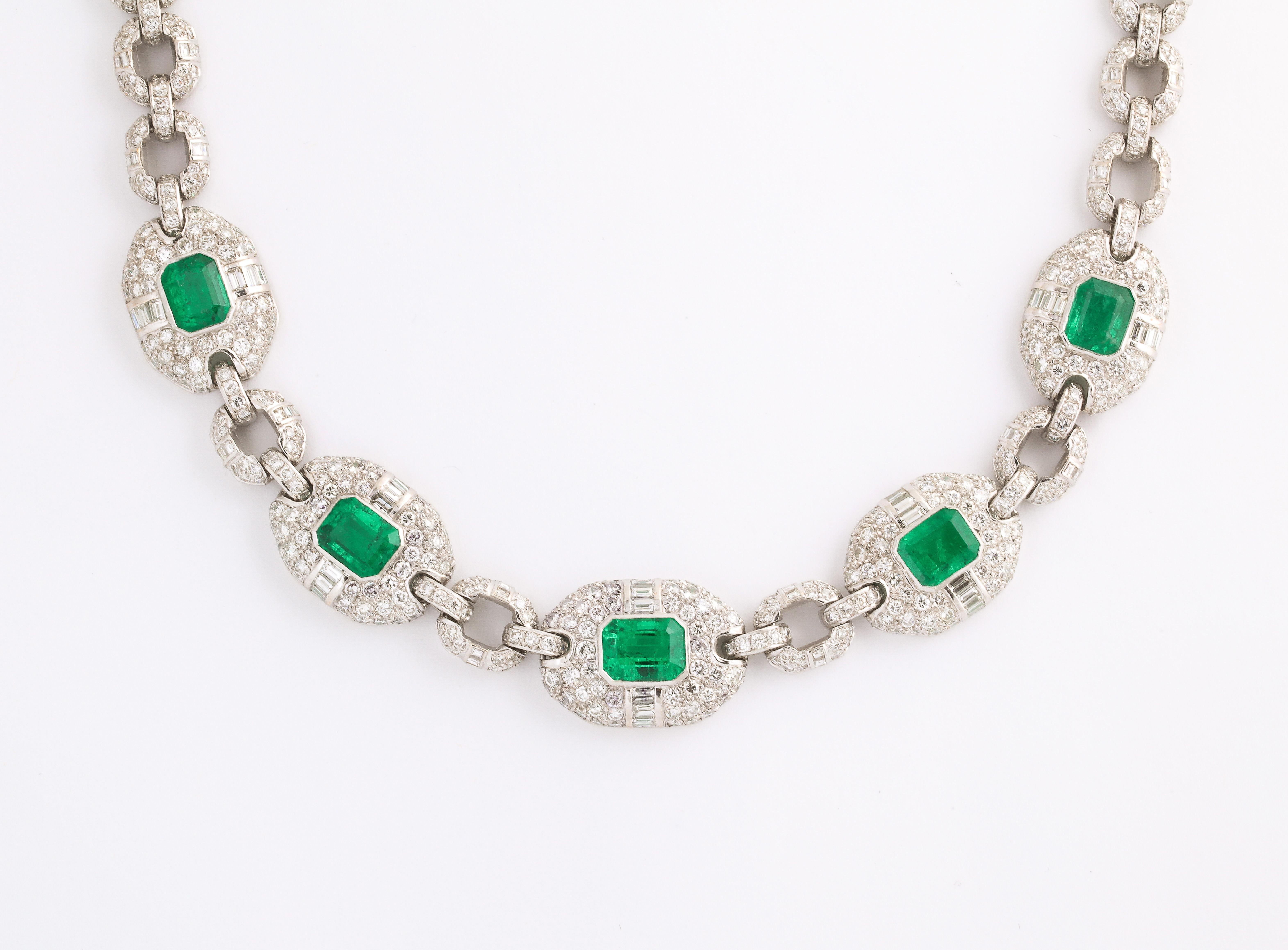 Certified Colombian Emerald & Diamond Necklace 
Approximate Diamond Weight: 36.00 Cts
Approximate Colombian emerald weight: 17 carats
Measurements: 15
