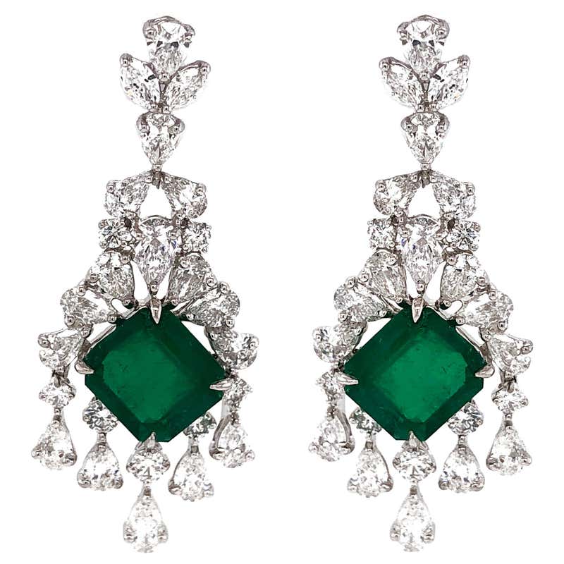 Antique Emerald Earrings - 1,363 For Sale at 1stdibs