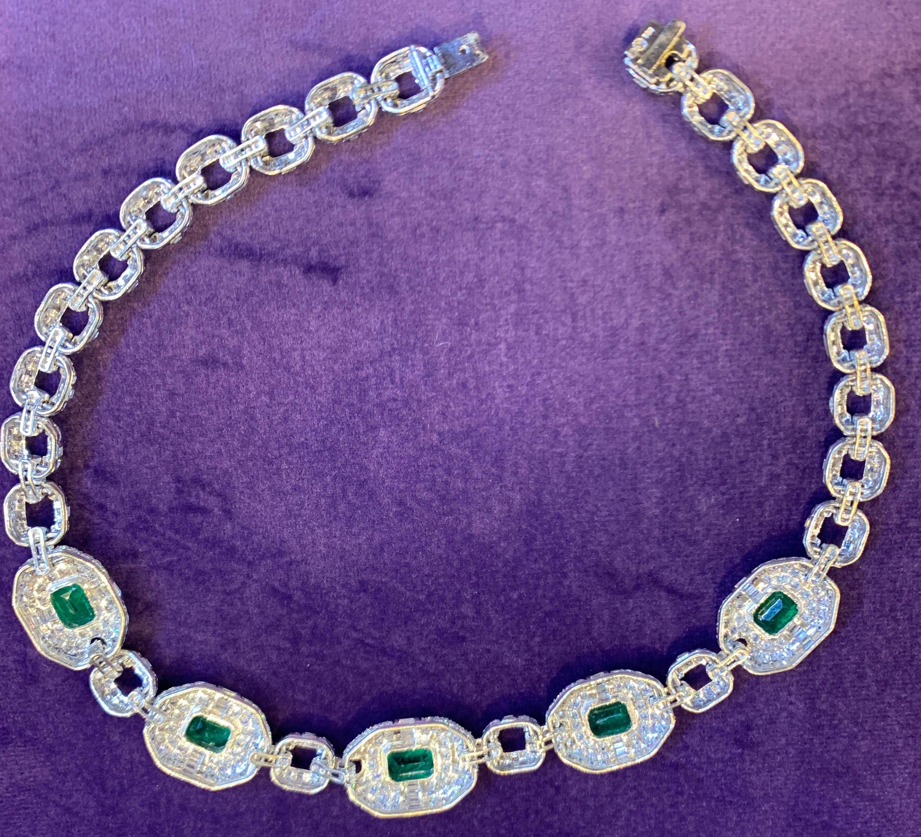 Certified Colombian Emerald and Diamond Necklace 3
