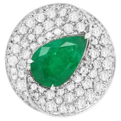 Certified Colombian Emerald Rose-Cut Diamond 18K Cocktail Ring