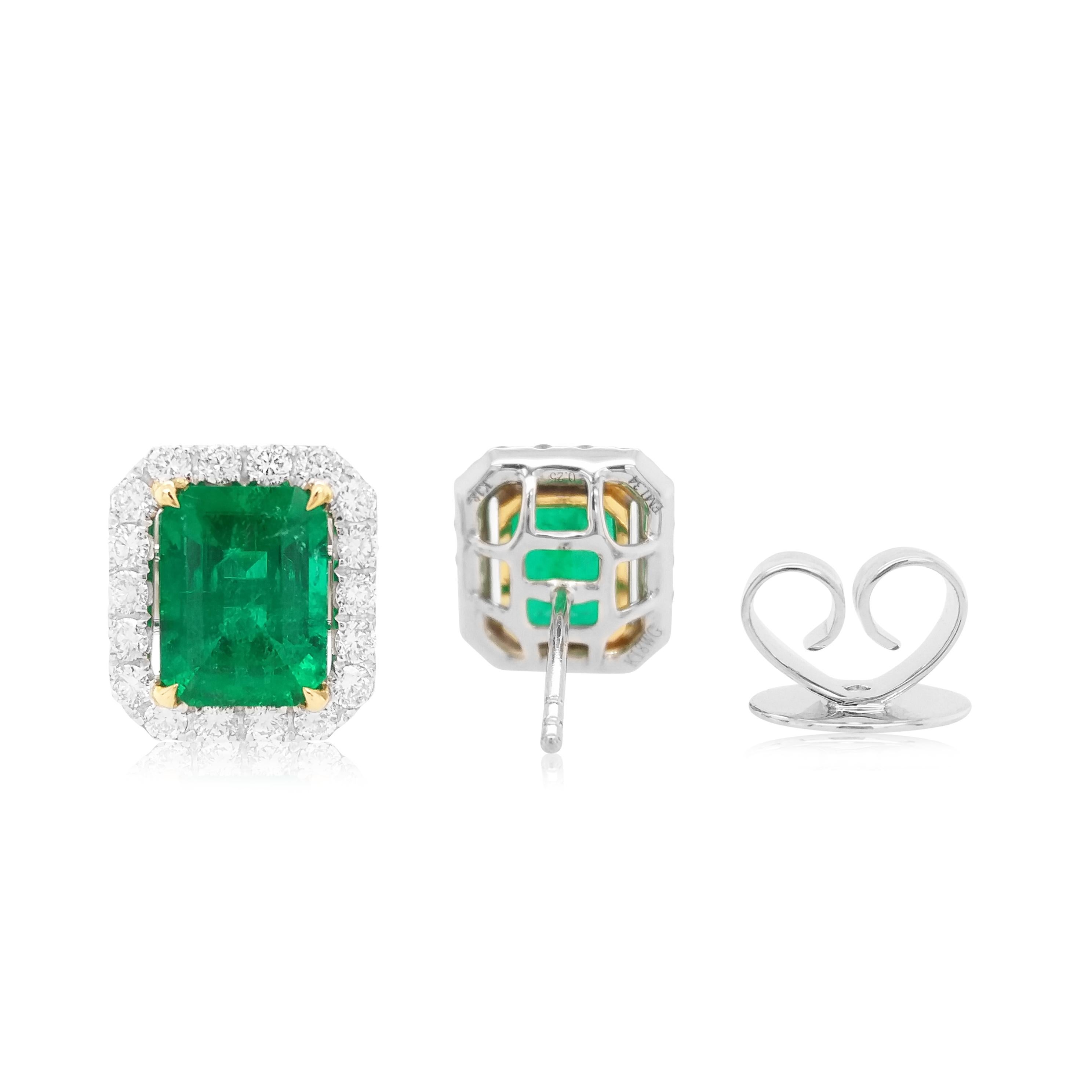 emerald diamond halo earrings