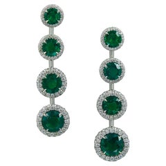 Spectra Fine Jewelry, Certified Colombian Green Emerald Diamond Drop Earrings