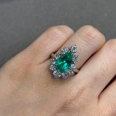 Certified Colombian Pear Shape Emerald and Diamond Ring