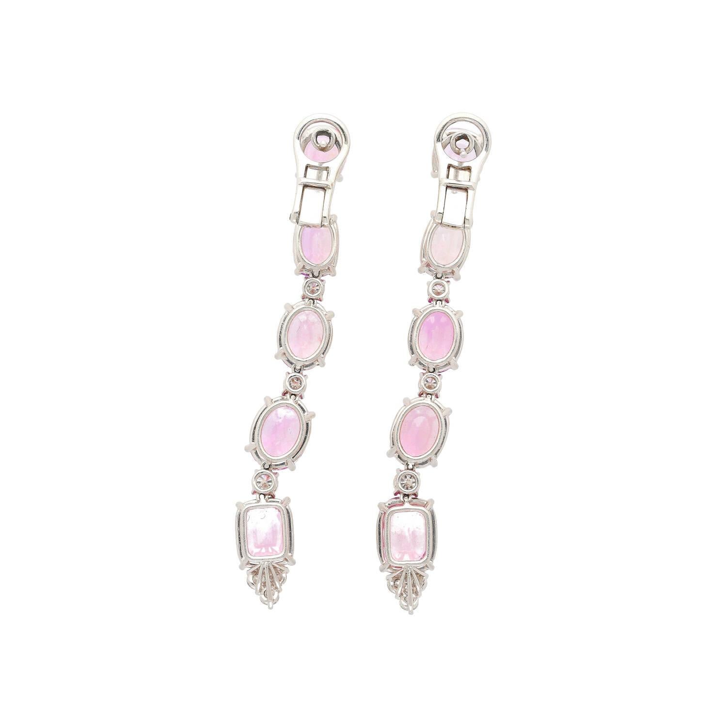 Women's Certified Color Changing Padparadscha Pink Sapphire Dangle Platinum Earrings For Sale