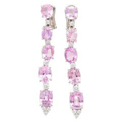 Certified Color Changing Padparadscha Pink Sapphire Dangle Platinum Earrings
