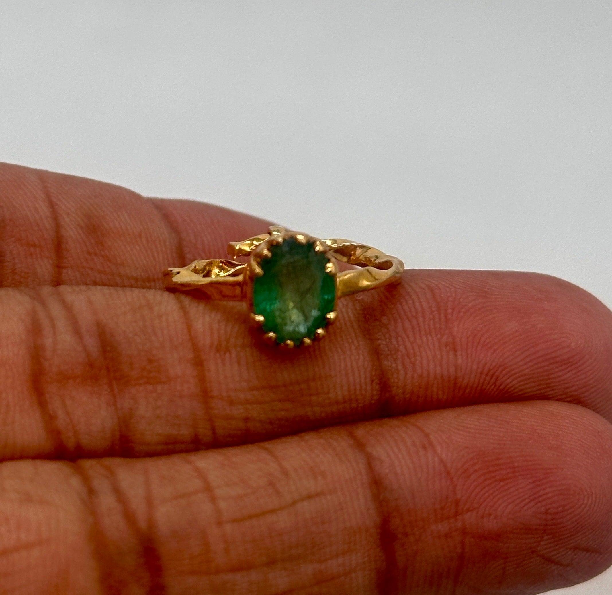 Zertifizierter kolumbianischer Smaragdring 2,30ctw Smaragd 14K massives Gelbgold Ring (Ovalschliff) im Angebot