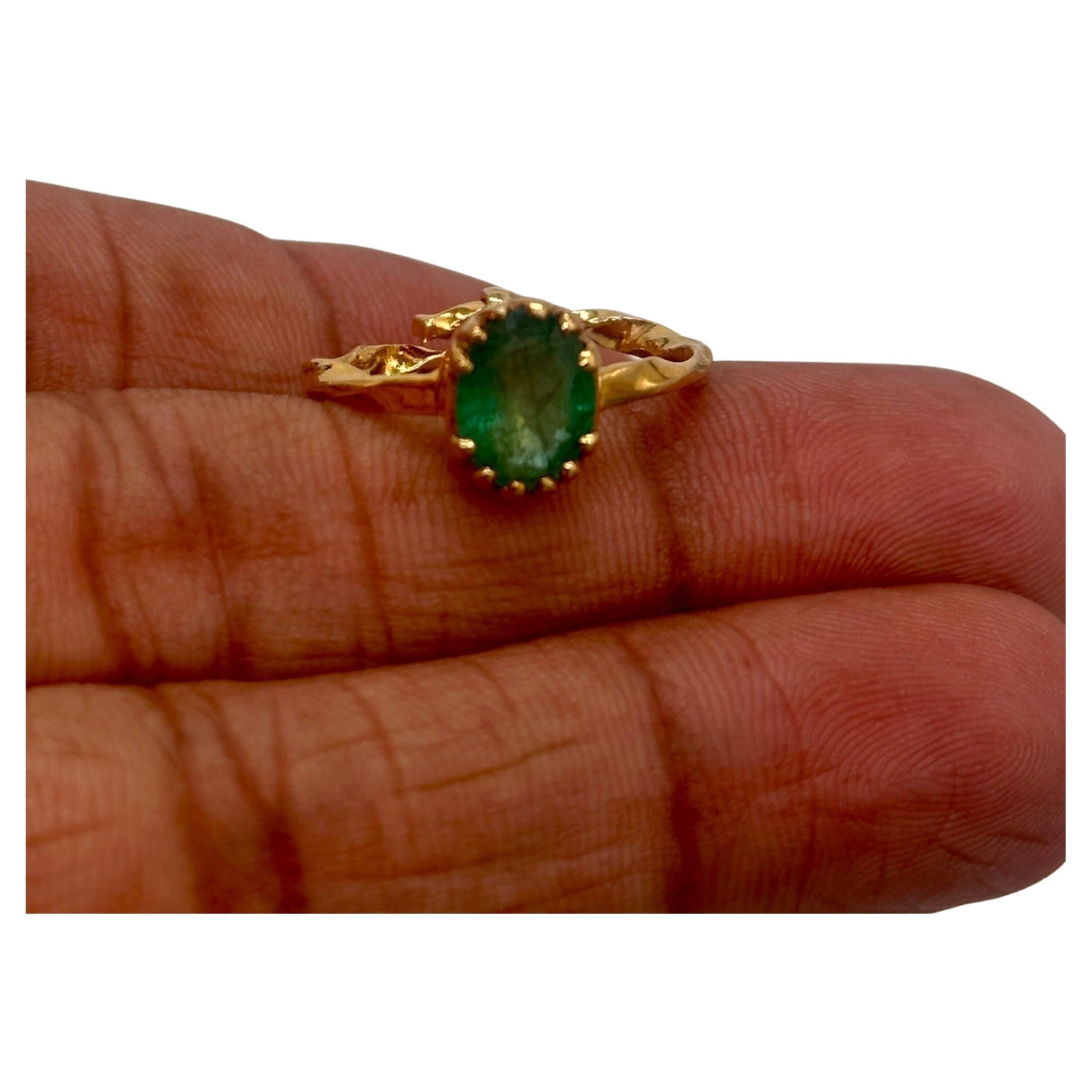 Zertifizierter kolumbianischer Smaragdring 2,30ctw Smaragd 14K massives Gelbgold Ring im Angebot