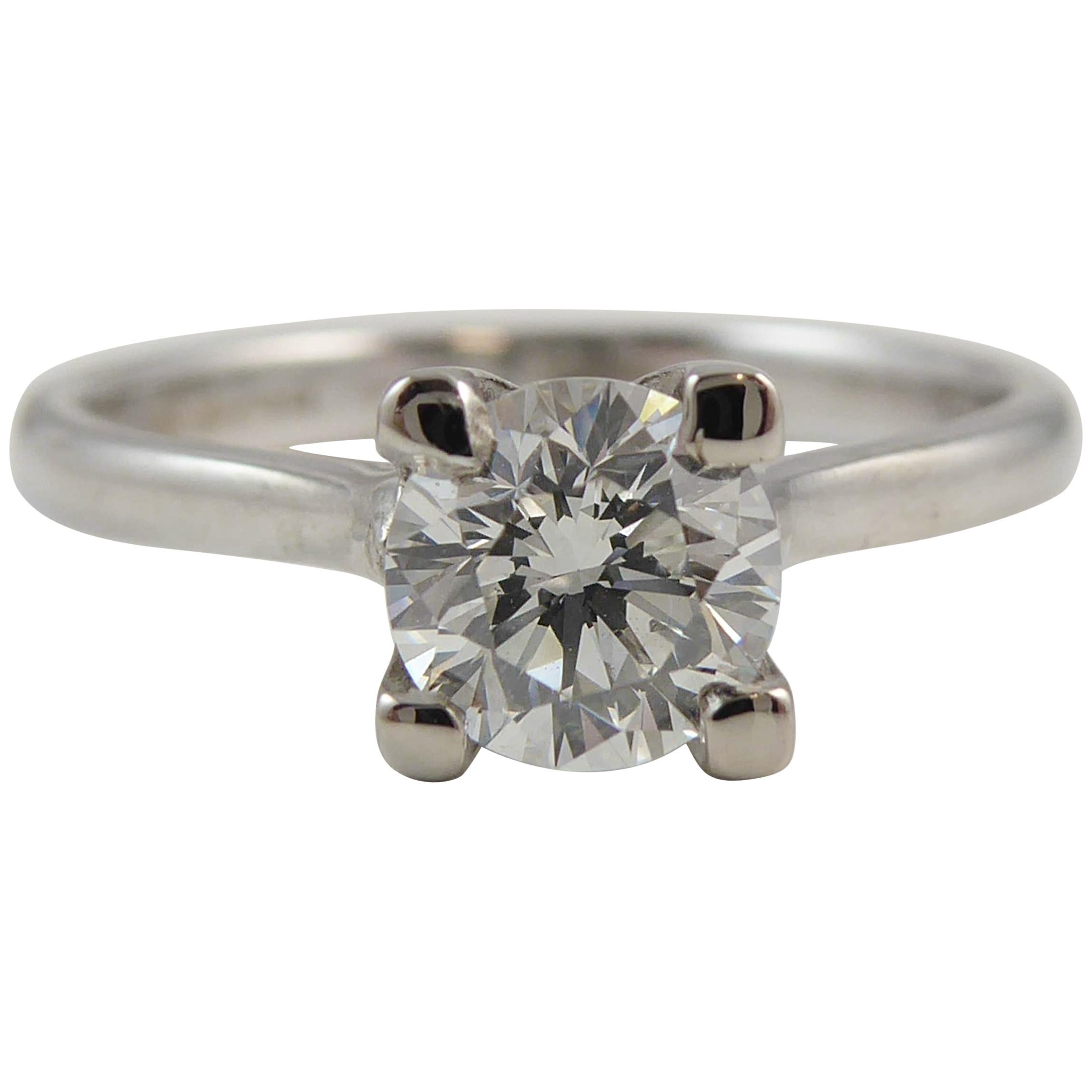 Certified Contemporary Diamond Solitaire Ring, Brilliant Cut Diamond 0.70 Carat