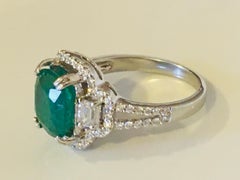 Certified Ct 4, 21 of Zambia Emerald on Ring in Gold