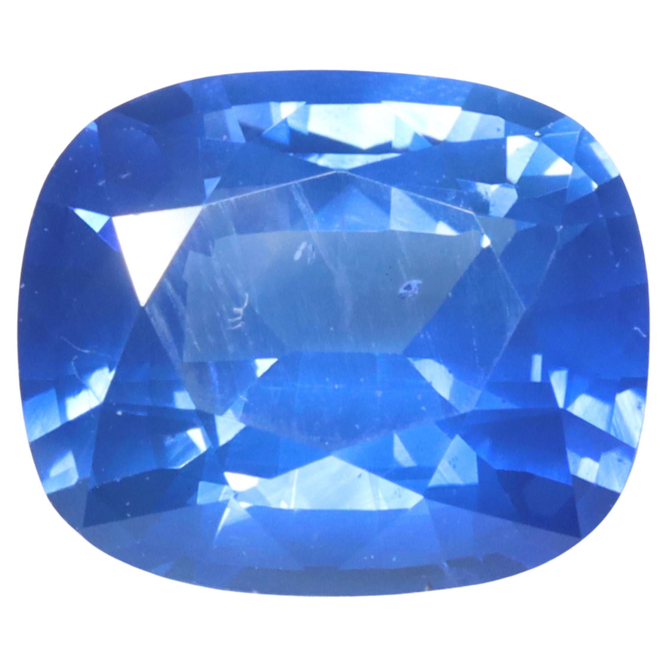 Beautiful stone showcasing a Intense Blue color with very good saturation and hue. The stone is well cut, with a centered pavilion and normal depth.

Sapphires, like Rubies, are a variation from the mineral species corundum, composed of aluminum and