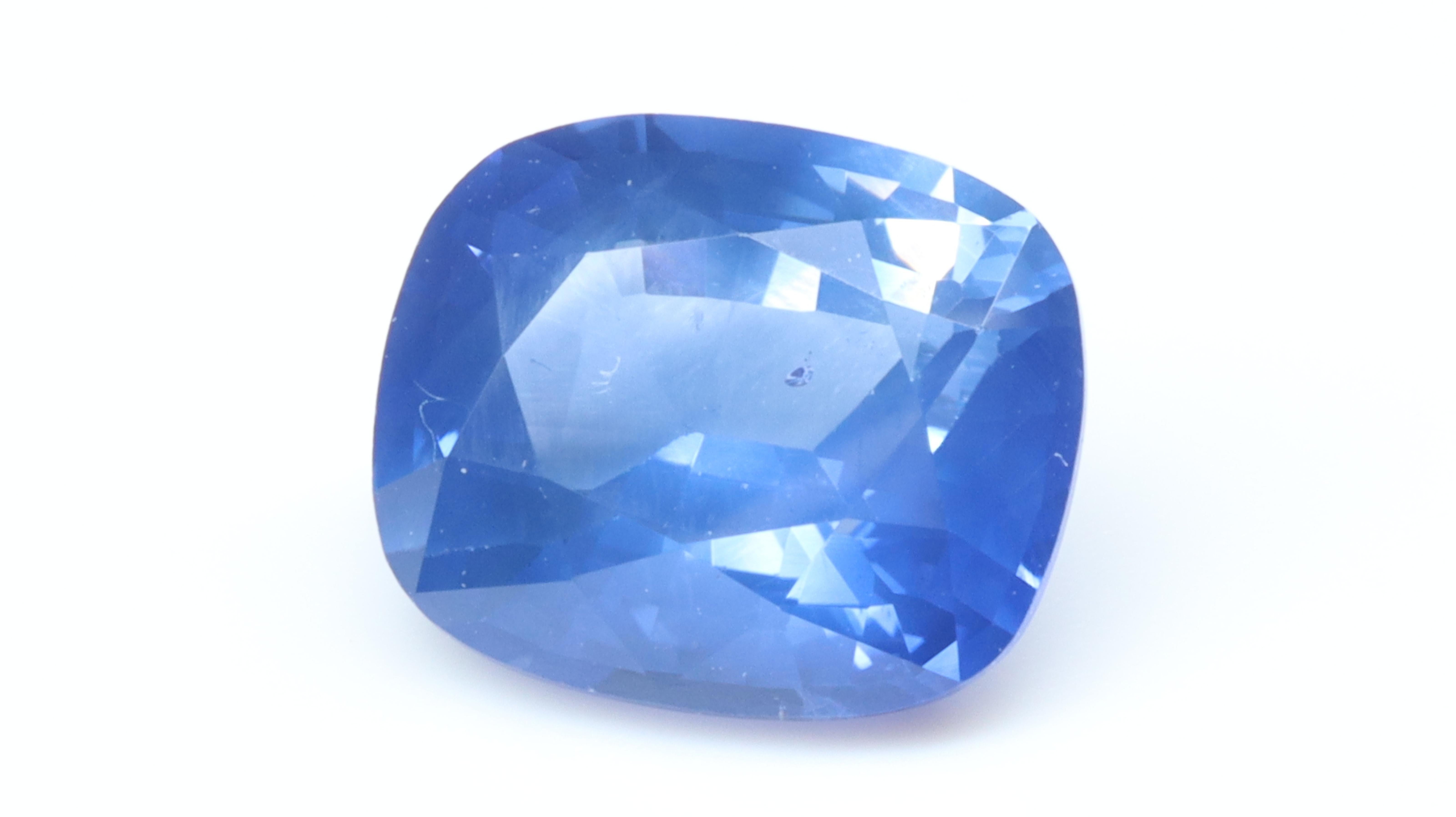 Certified Cushion Cut Intense Blue Sapphire - 2.29ct For Sale 2