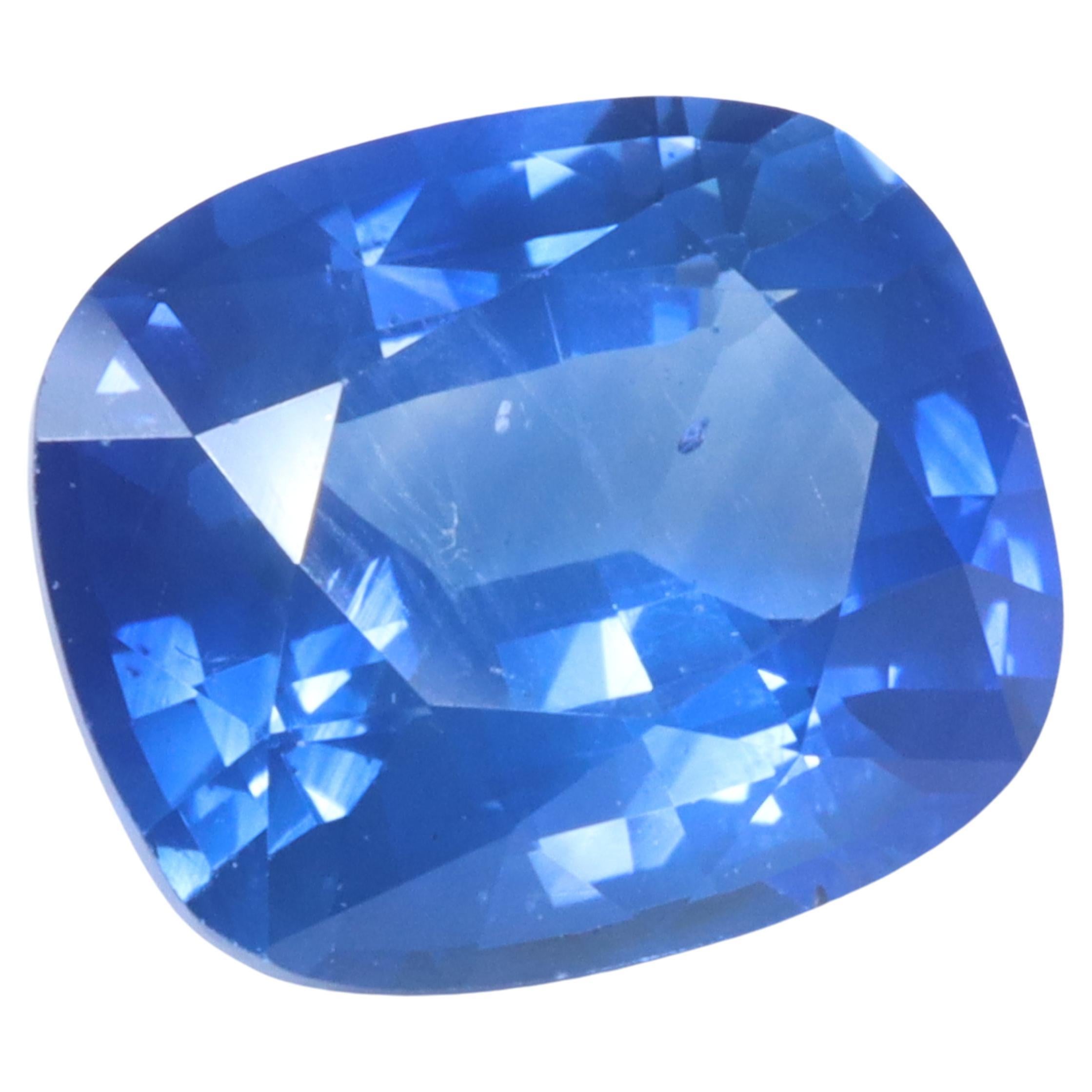 Certified Cushion Cut Intense Blue Sapphire - 2.29ct For Sale