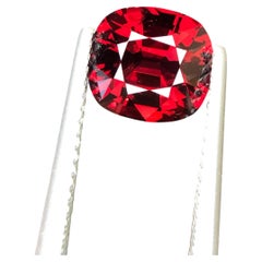 Certified Deep Red Natural Spinel 2.09 Carat Cushion Cut Loose Gemstone for Ring