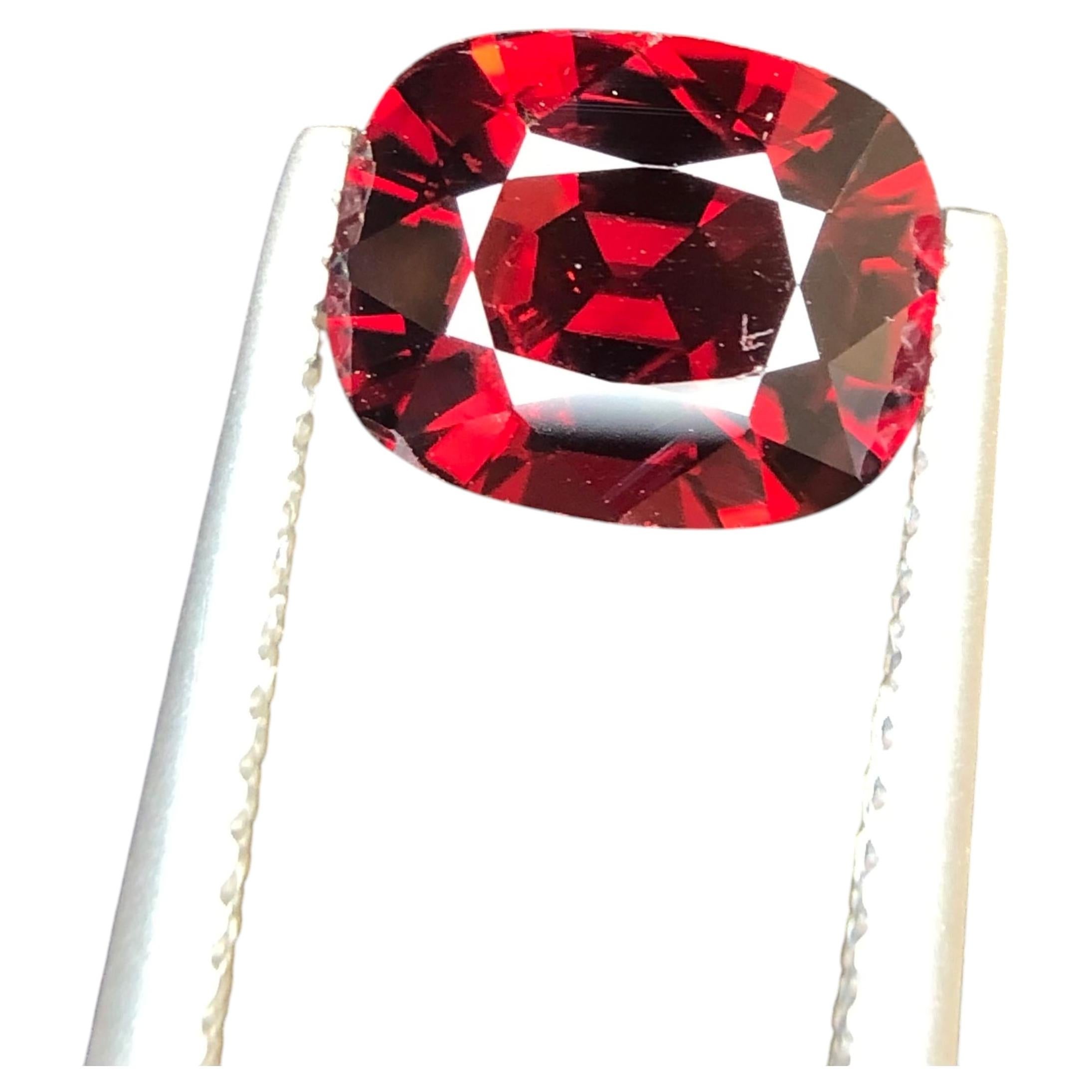Certified Deep Red Natural Spinel 2.10 Carat Cushion Cut Loose Gemstone for Ring For Sale
