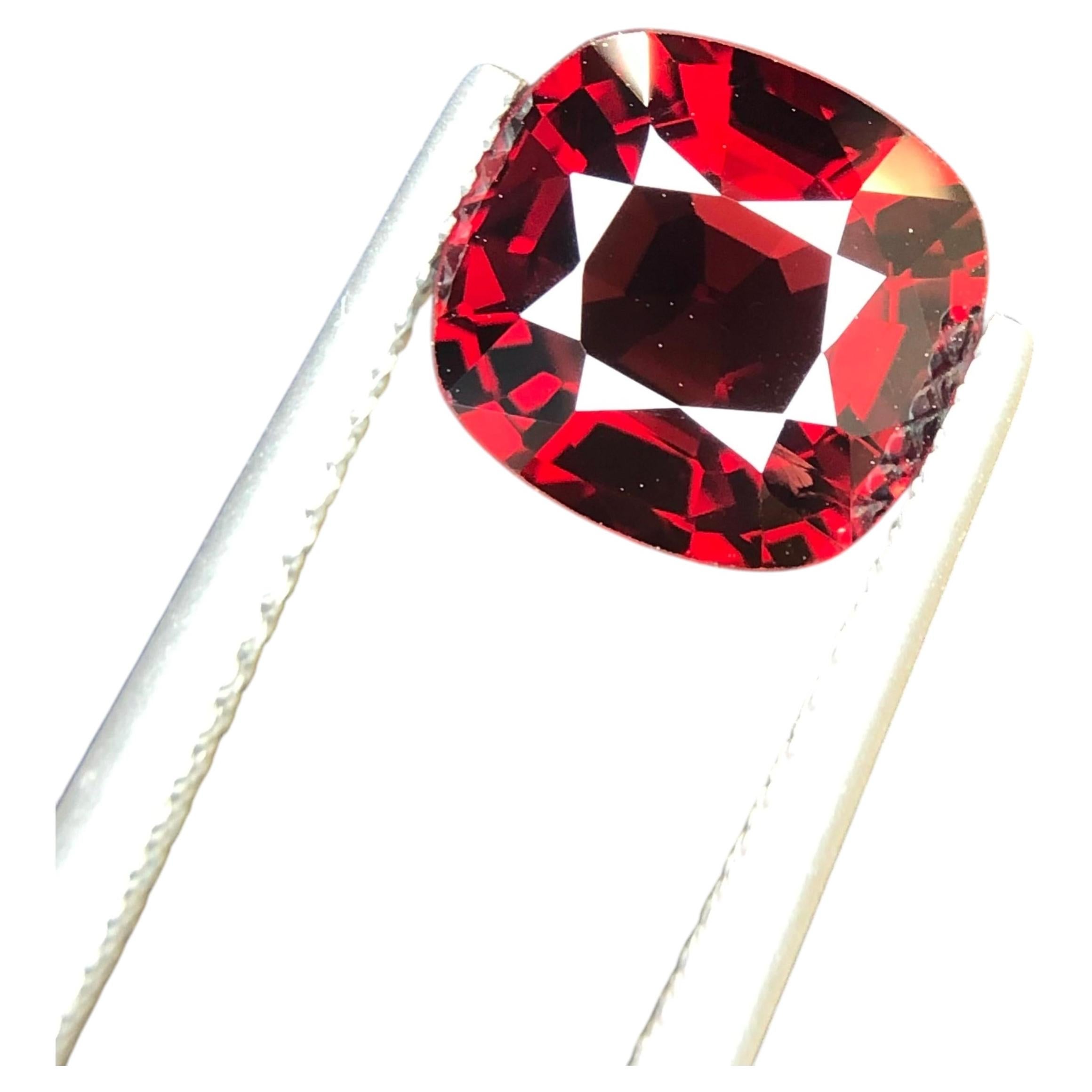 Certified Deep Red Natural Spinel 2.98 Carat Cushion Cut Loose Gemstone for Ring