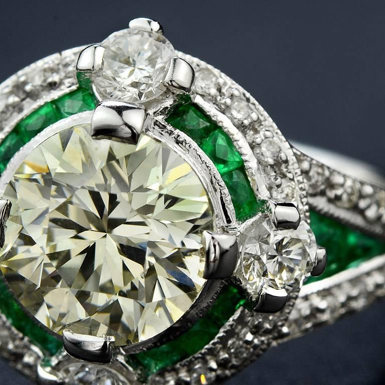 Women's Certified Diamond 2.01 Carat Diamond Emerald Engagement Ring