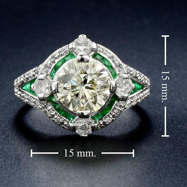 Certified Diamond 2.01 Carat Diamond Emerald Engagement Ring 1
