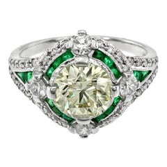 Certified Diamond 2.01 Carat Diamond Emerald Engagement Ring