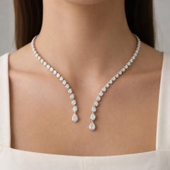 Collana aperta con diamanti naturali da 6,88 carati in oro bianco 14 carati
