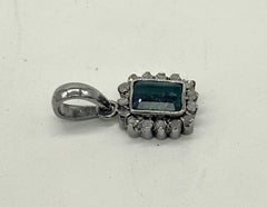 Vintage Natural Diamond Emerald Anhänger Hallmark Sterling Silver