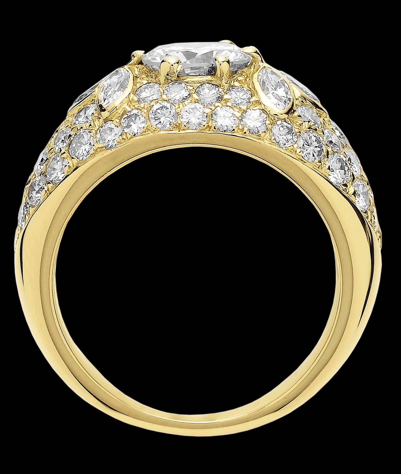 Zertifizierter Diamant  Bombay Cluster Dome 3,66ct Ring in dickem 18ct Gelbgold  Damen