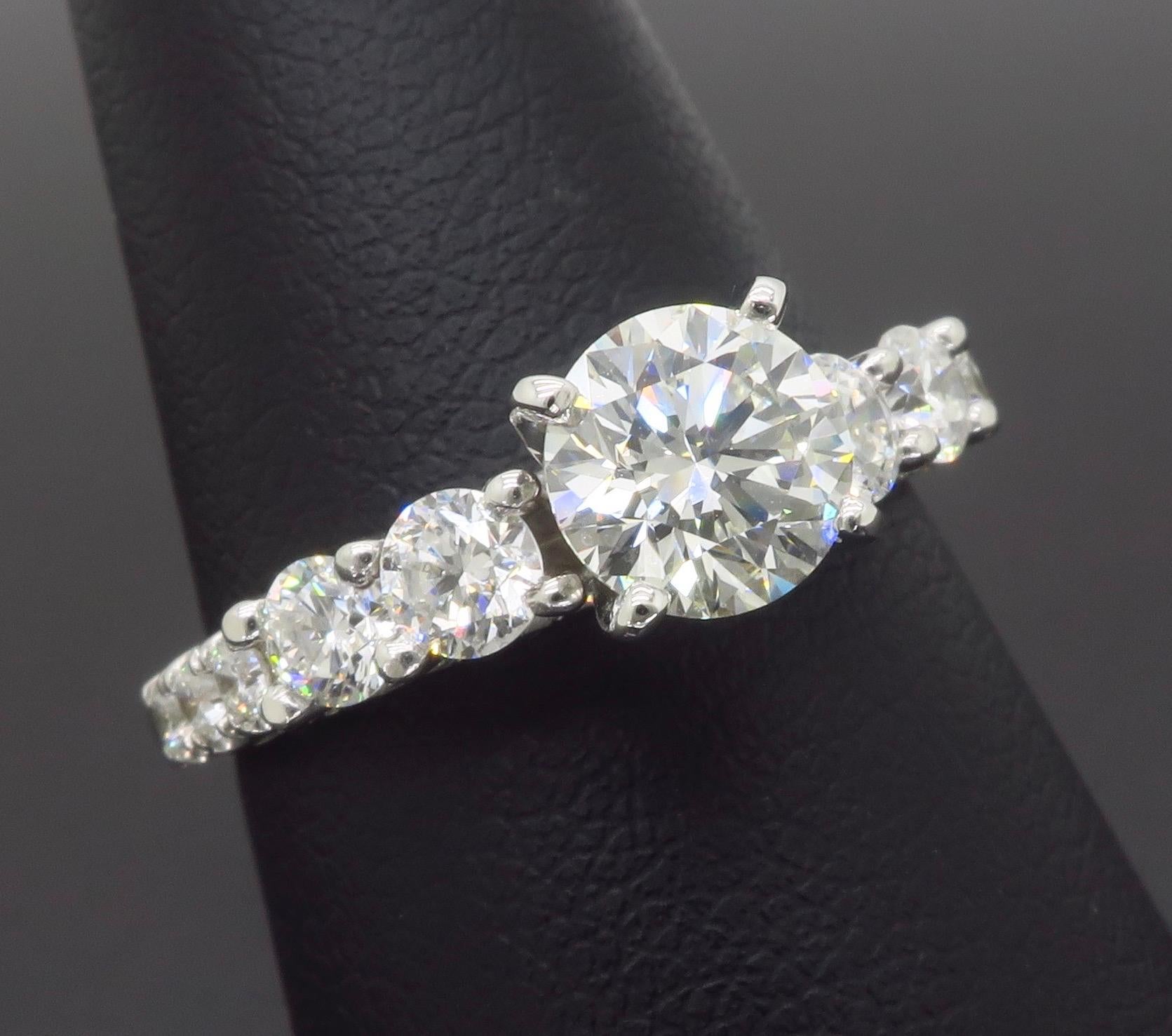 Round Cut Certified Diamond Encrusted Engagement Ring For Sale