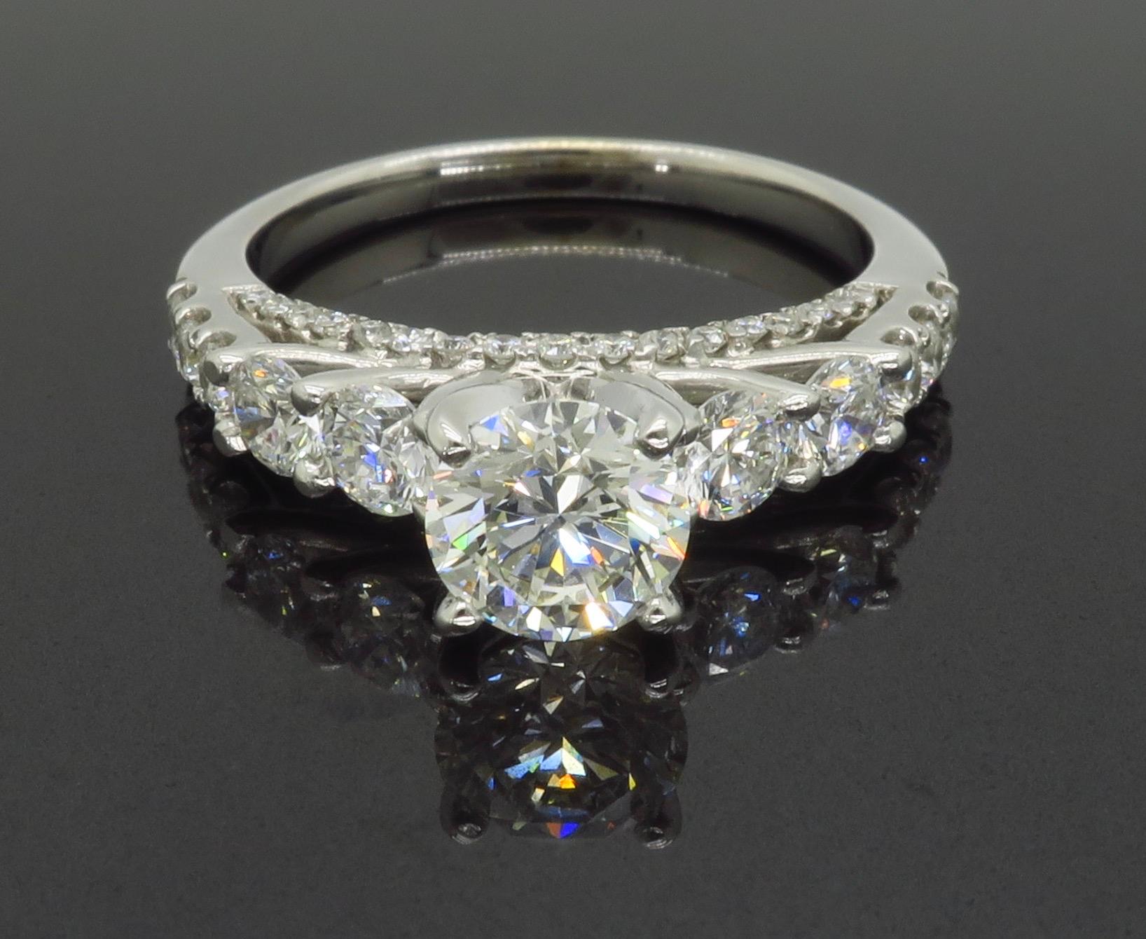 Women's Certified Diamond Encrusted Engagement Ring For Sale