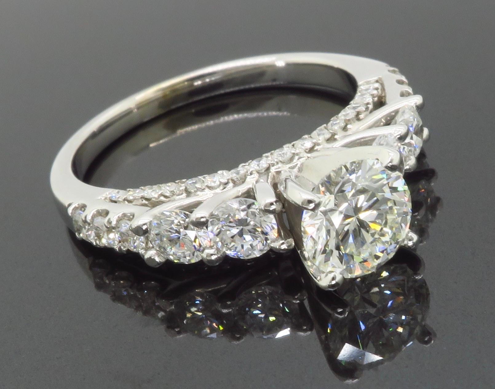 Certified Diamond Encrusted Engagement Ring For Sale 1