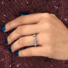 Certified Diamond Mixed Shape Half Eternity Band Ring 18k White Gold