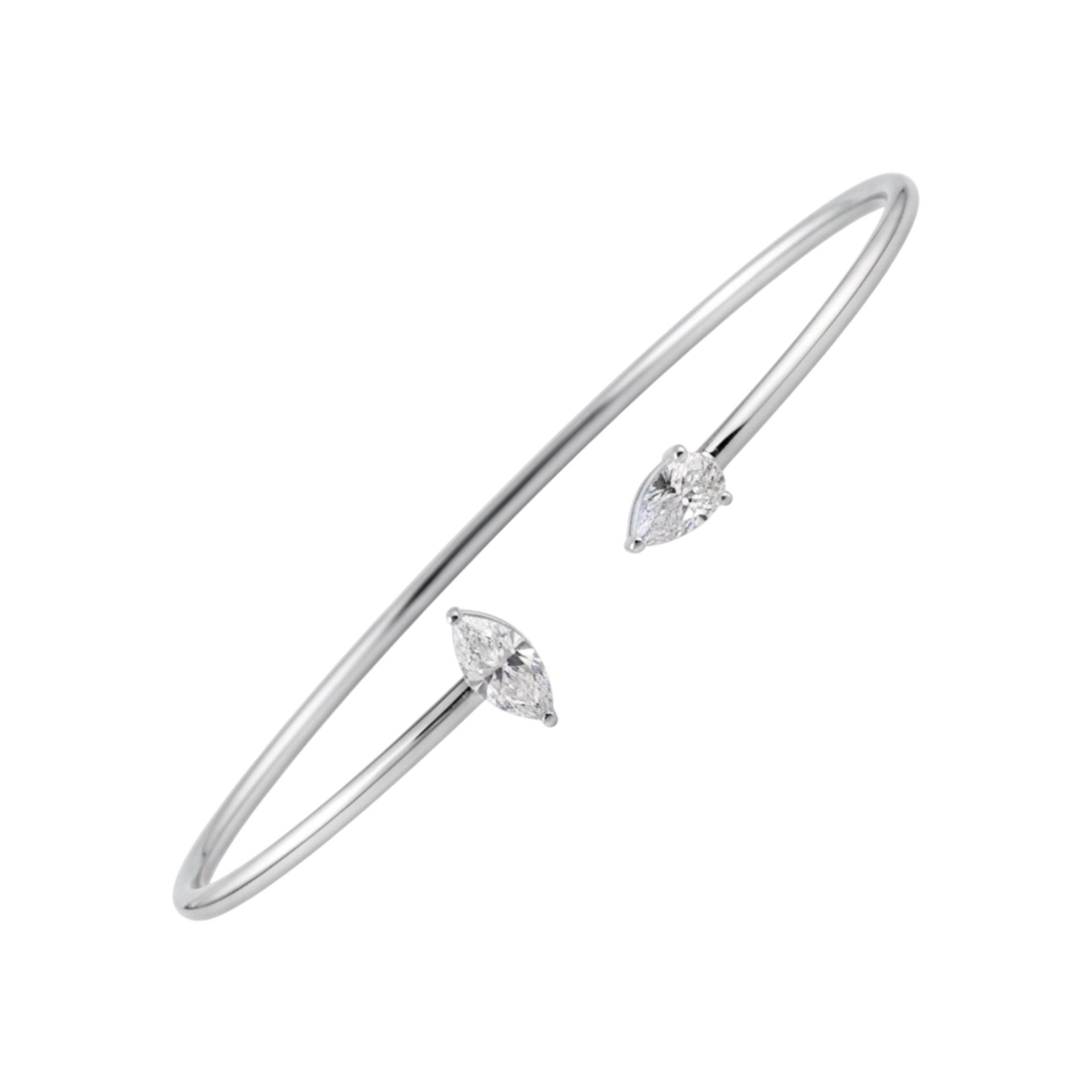Bracelet ouvert en or blanc 14k avec diamants certifiés en vente
