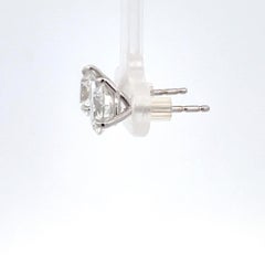 Certified Diamond Stud Earrings 3.01 Carats E-F SI2-I1 18 Karat White Gold