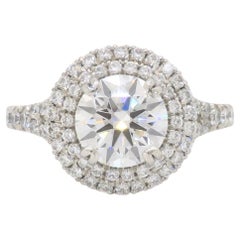 Certified Double Halo Diamond Engagement Ring
