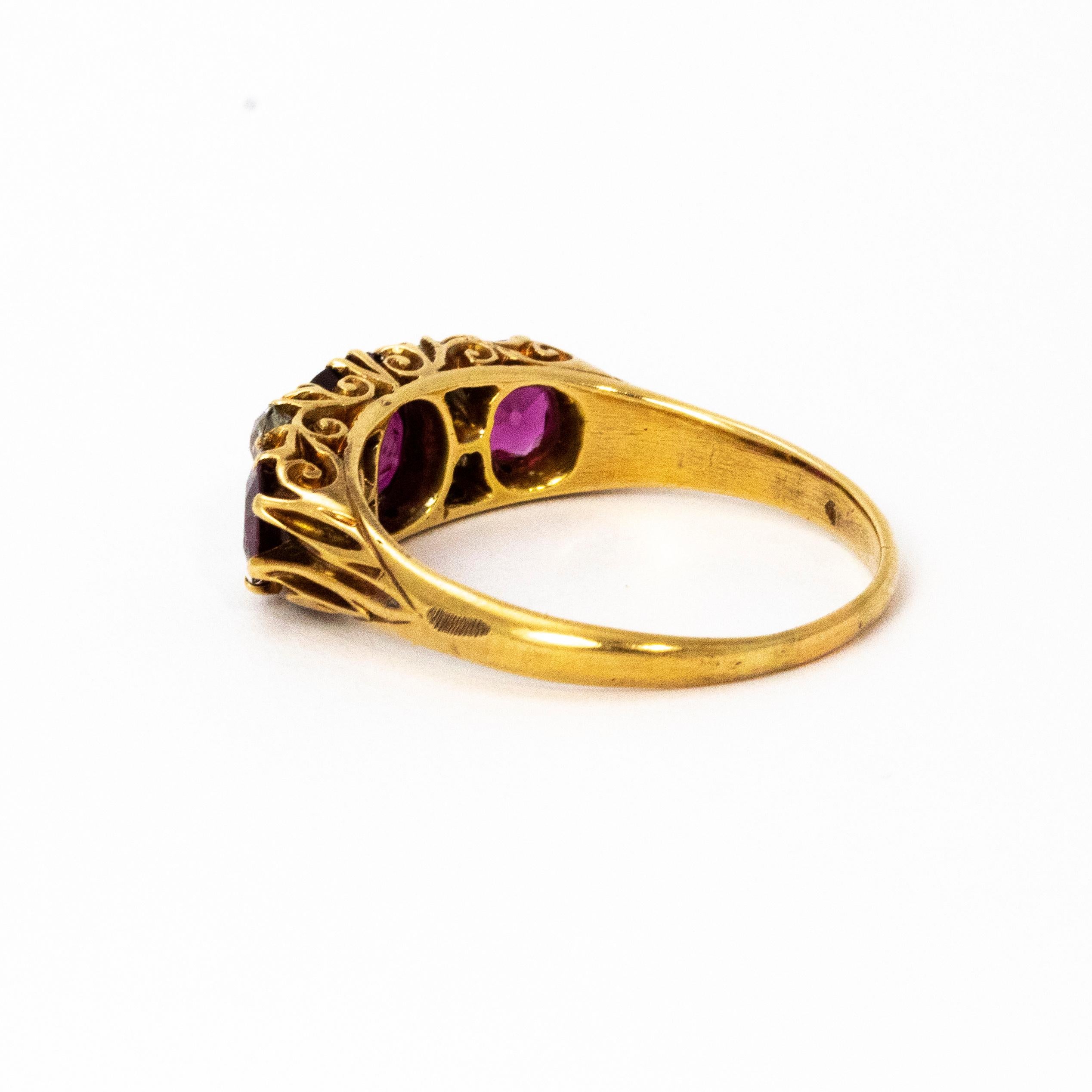 18 Karat Gold Ring mit viktorianischem Rubin (Edwardian) im Angebot