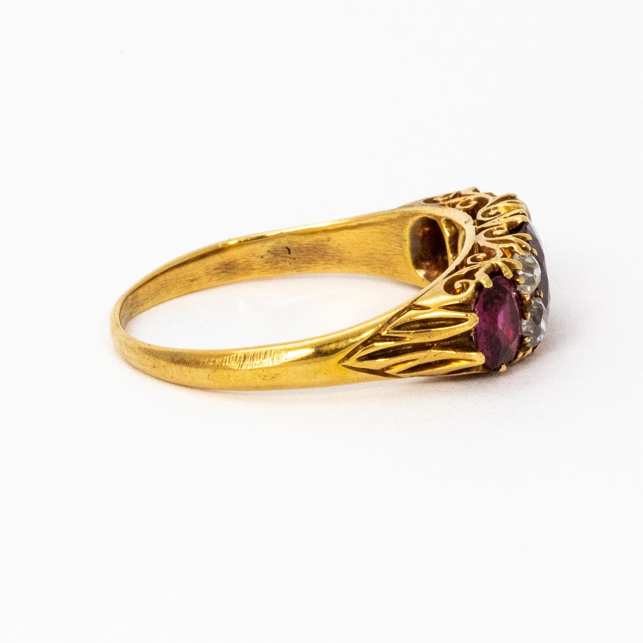 Edwardian Ruby 18 Carat Gold Ring For Sale 1