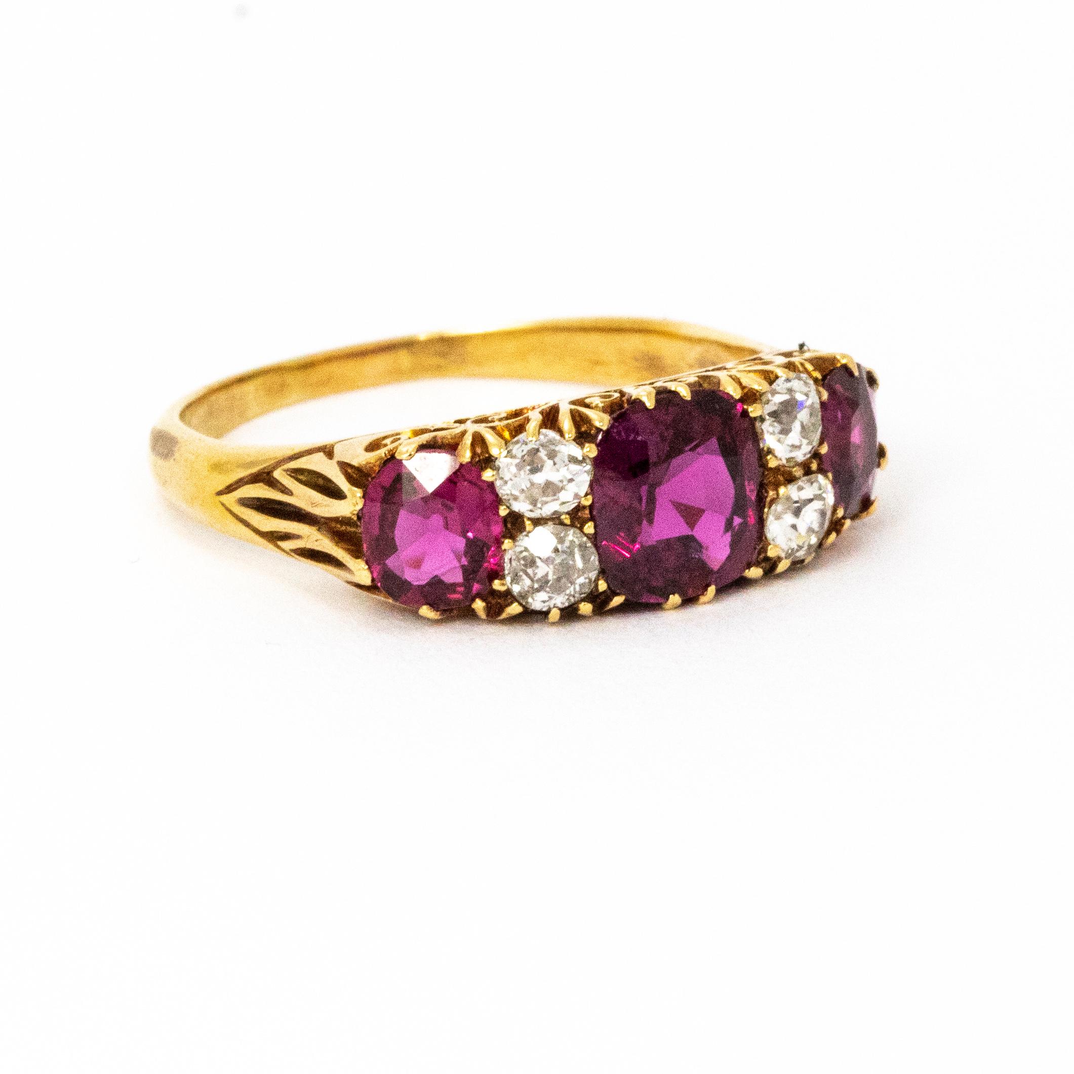 Edwardian Ruby 18 Carat Gold Ring For Sale 2