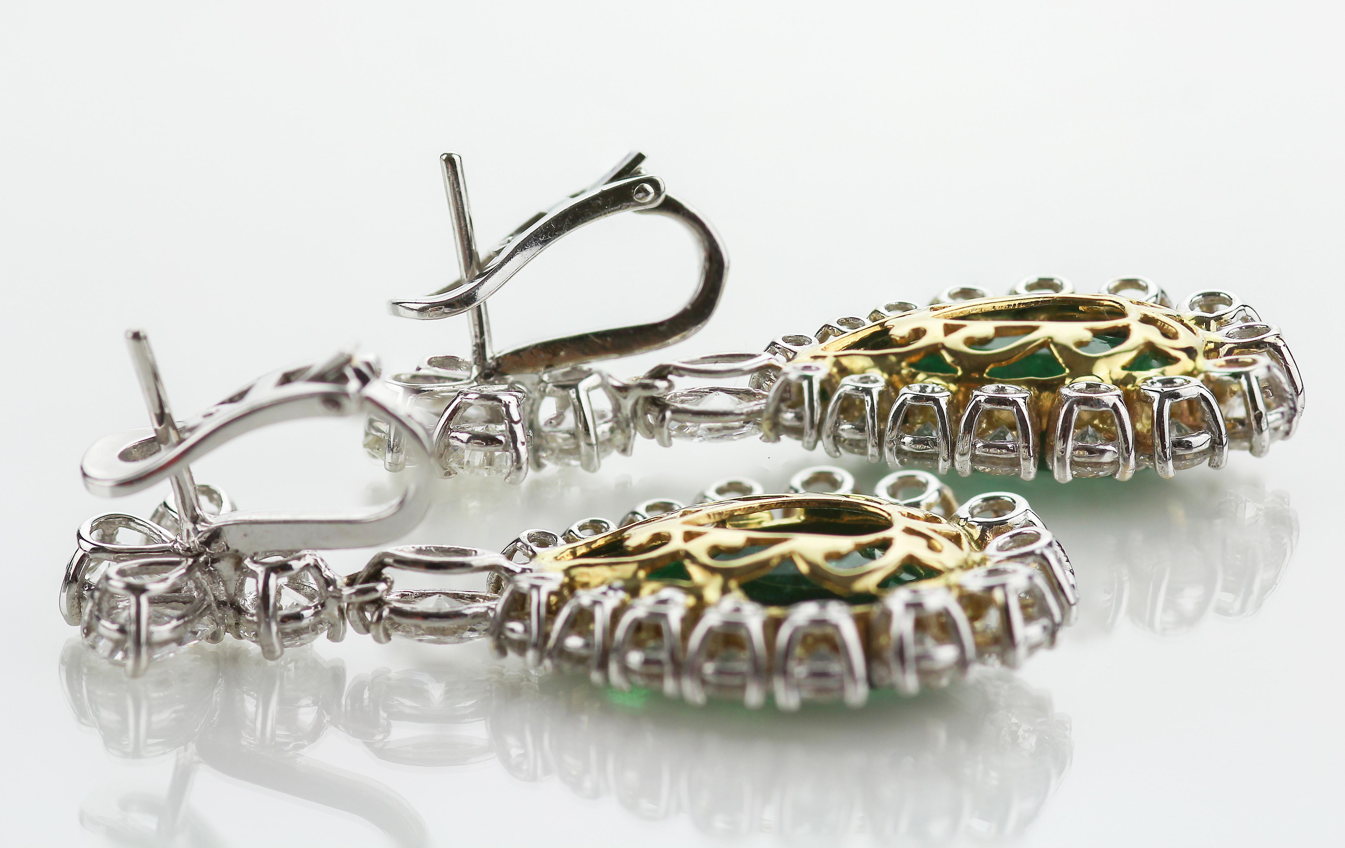 Zertifizierte Smaragd-Tropfen-Ohrringe mit 17,5 Karat und Diamanten im Elizabeth Taylor-Stil im Zustand „Hervorragend“ in London, GB