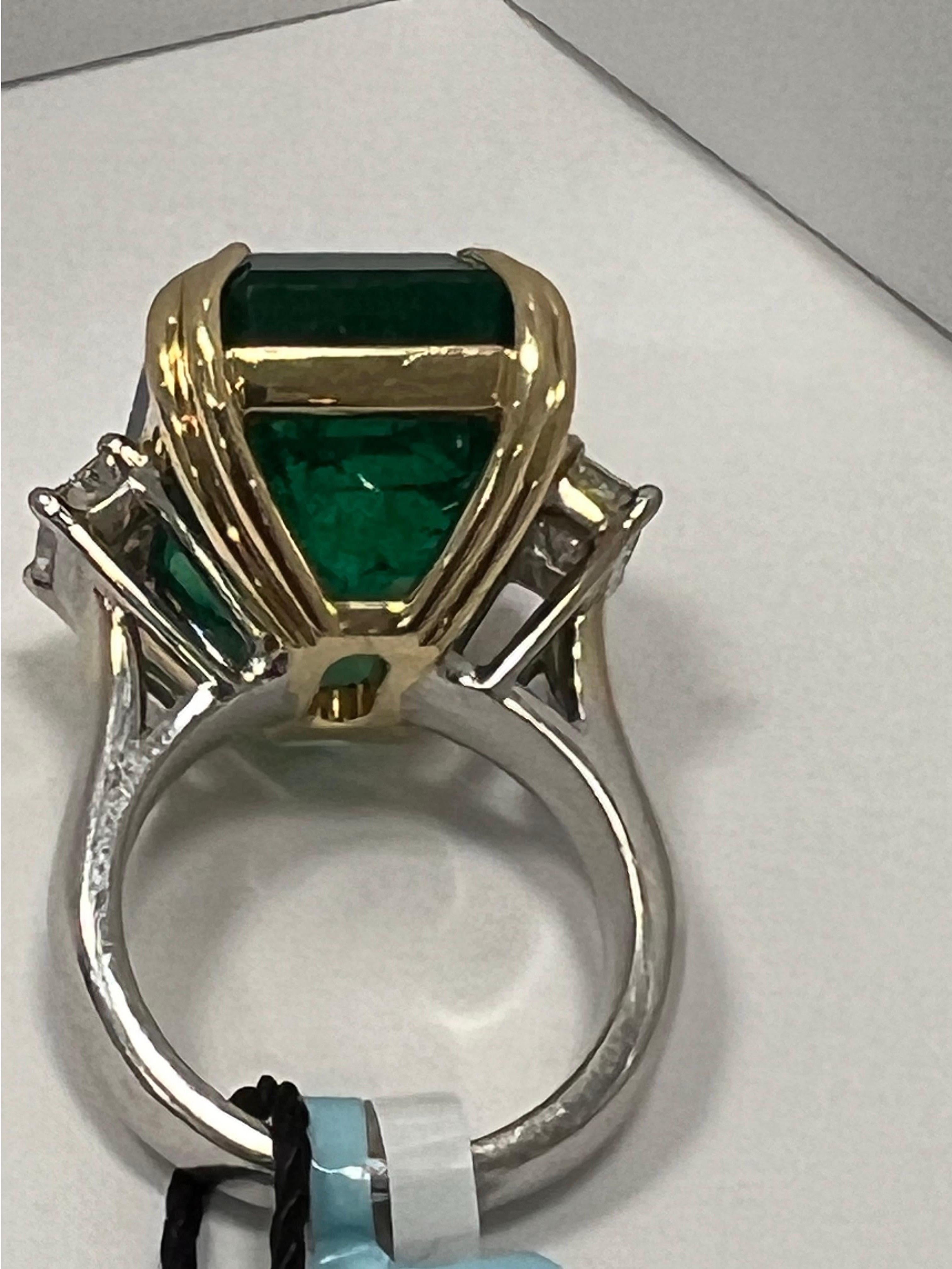 Artisan Certified Emerald 30.27 Carat With 1.46 Carat Diamonds  For Sale