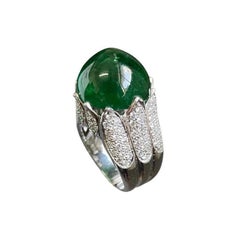 Certified Emerald and Diamond Cocktail Ring