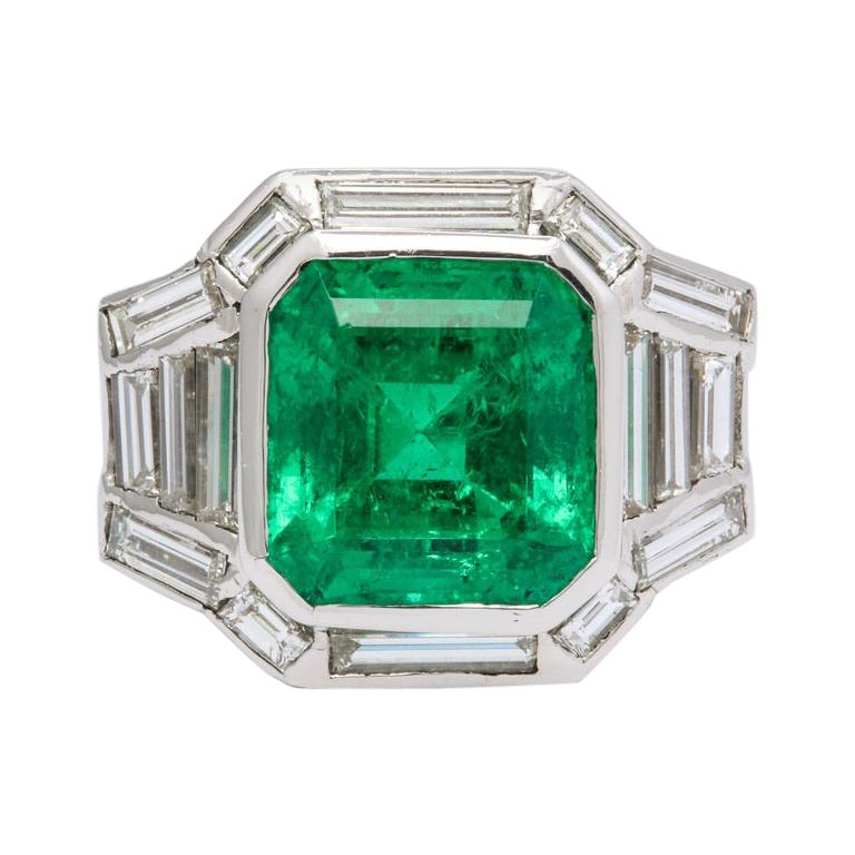 Certified Emerald and Diamond Italian Ring