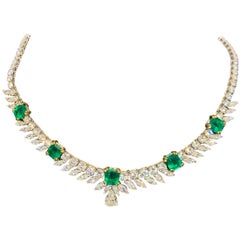 Certified Emerald and Diamond Necklace