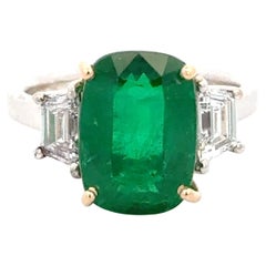 Bague certifiée émeraude et diamant