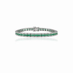 Pulsera de Tenis de Boda con Diamante Esmeralda Certificado en Oro Blanco Macizo de 18 quilates