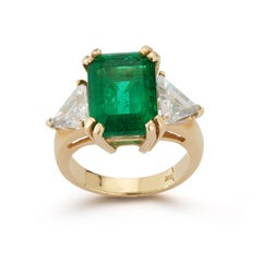 Certified Emerald and Diamond Three-Stone Ring