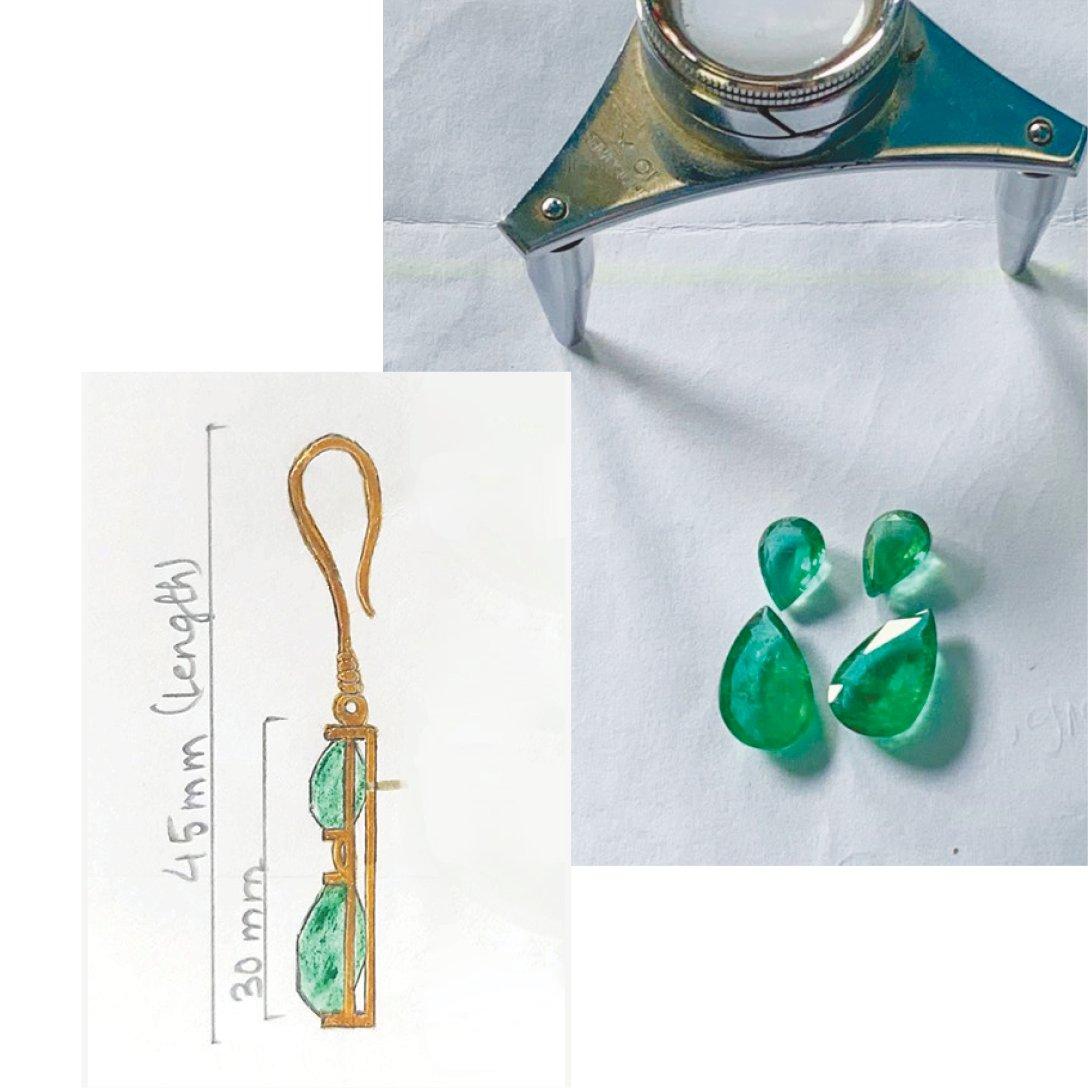 zertifizierte Smaragd-Kronleuchter-Ohrringe (Tropfenschliff) im Angebot