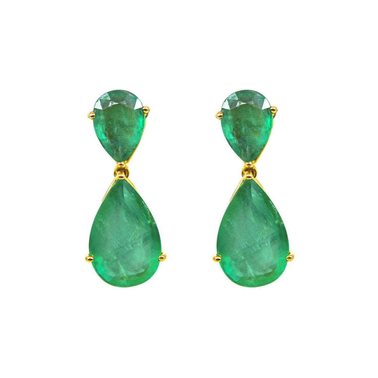 Certified Emerald Chandelier Earrings For Sale