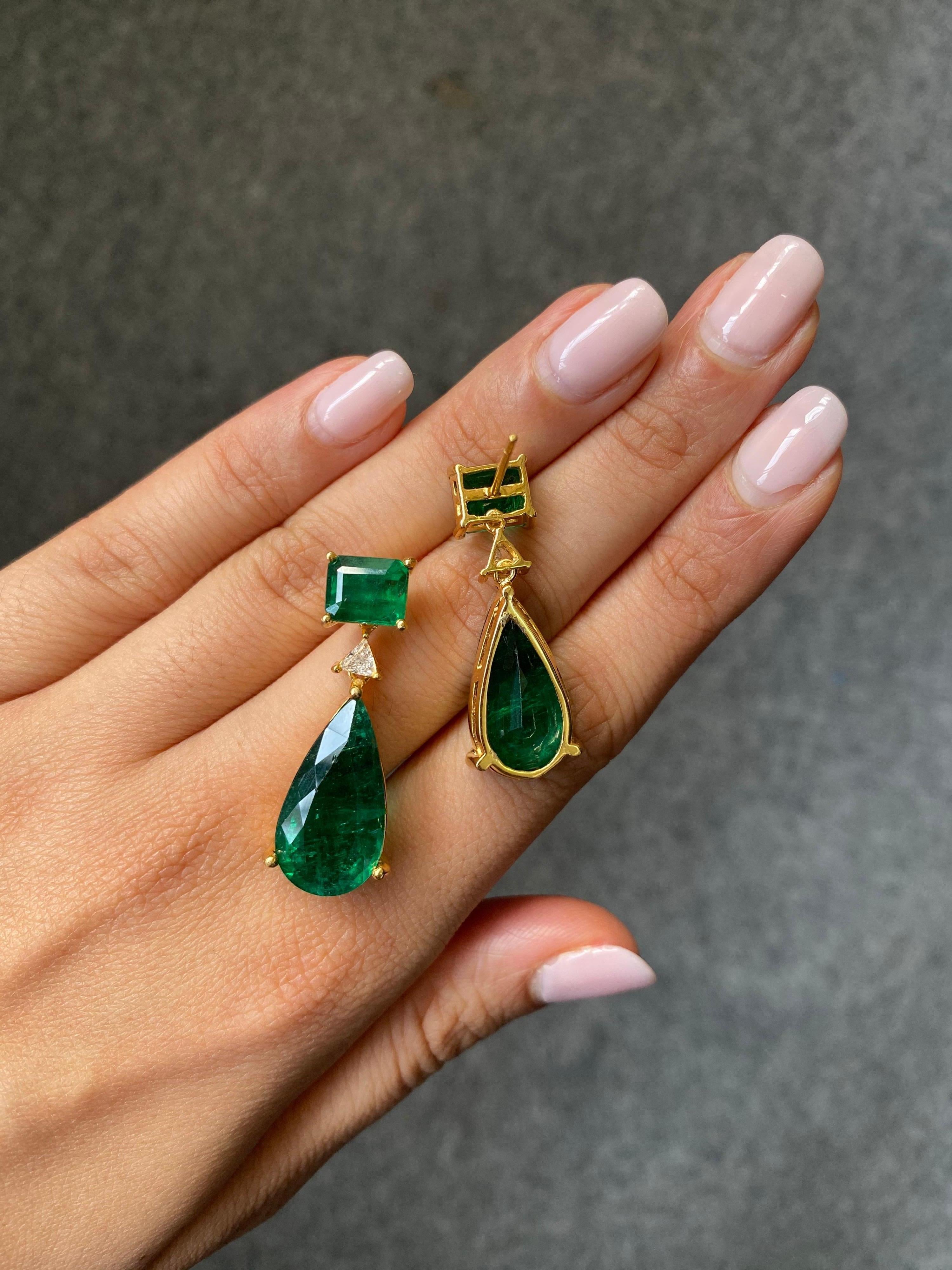 emerald pear earrings