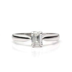 Certified Emerald Cut Diamond Solitaire Engagement Ring 0.73 Carat