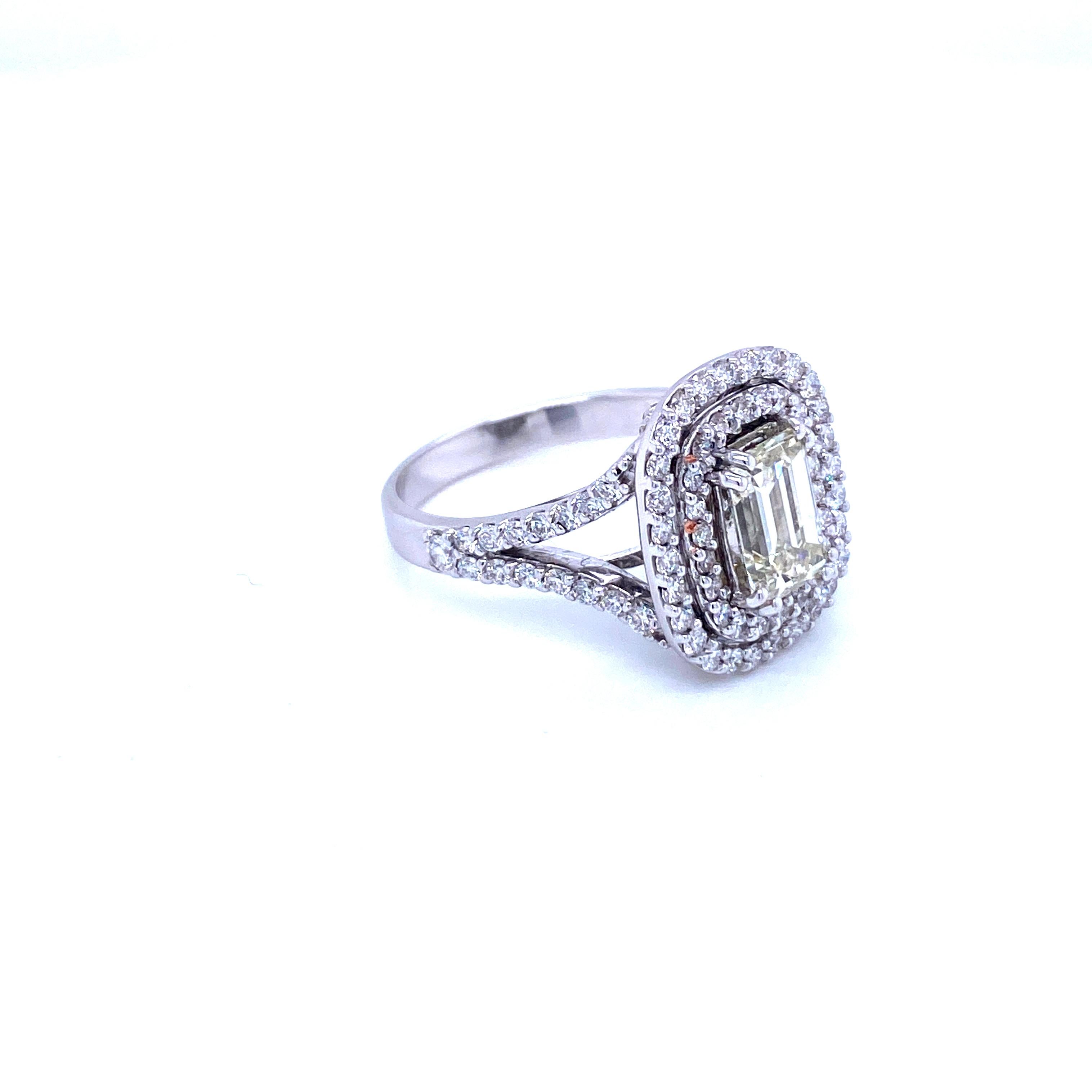 Emerald Cut Certified Emerald Diamond Engagement Gold Ring