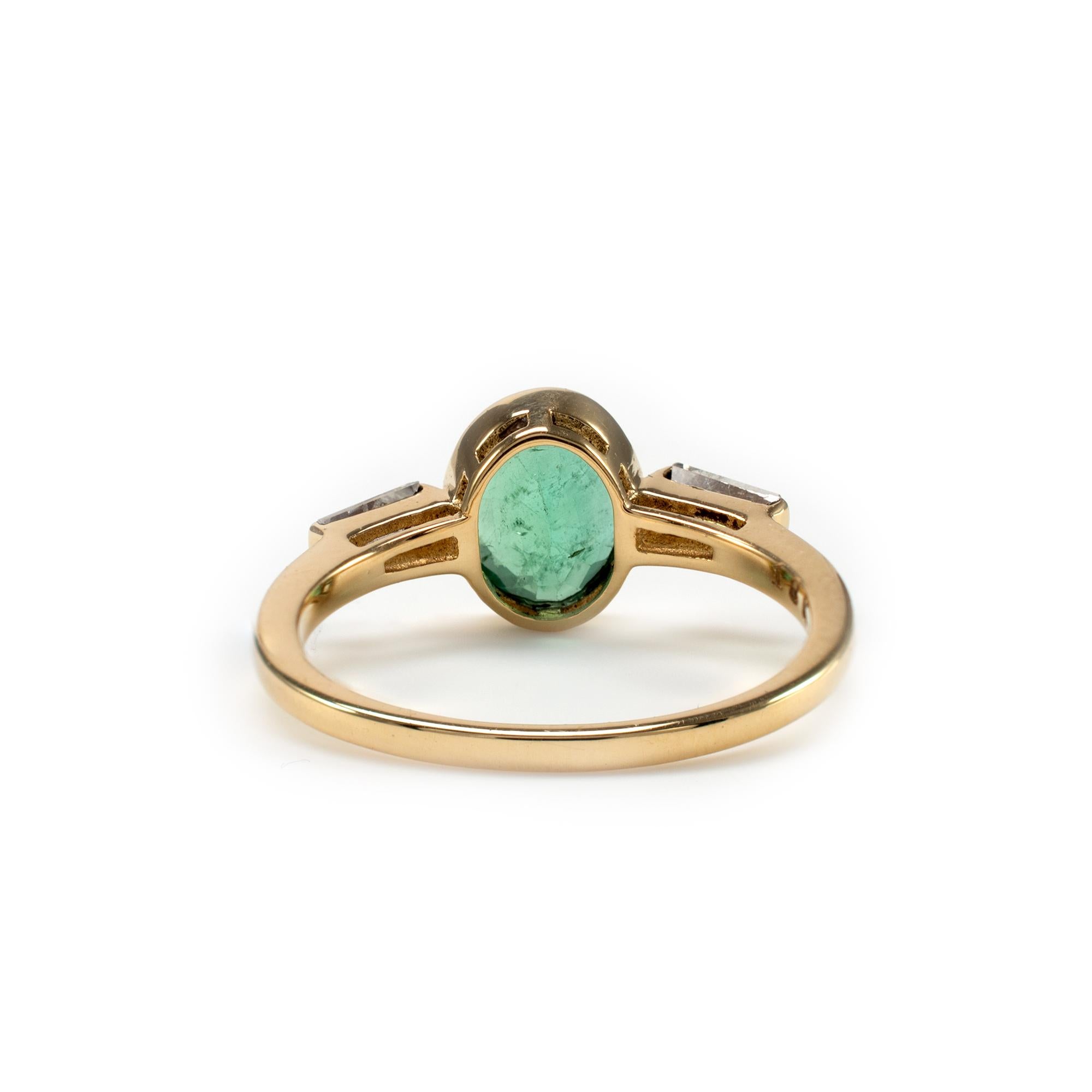 Certified Emerald and Diamond Engagement Ring 18 Karat Gold 2