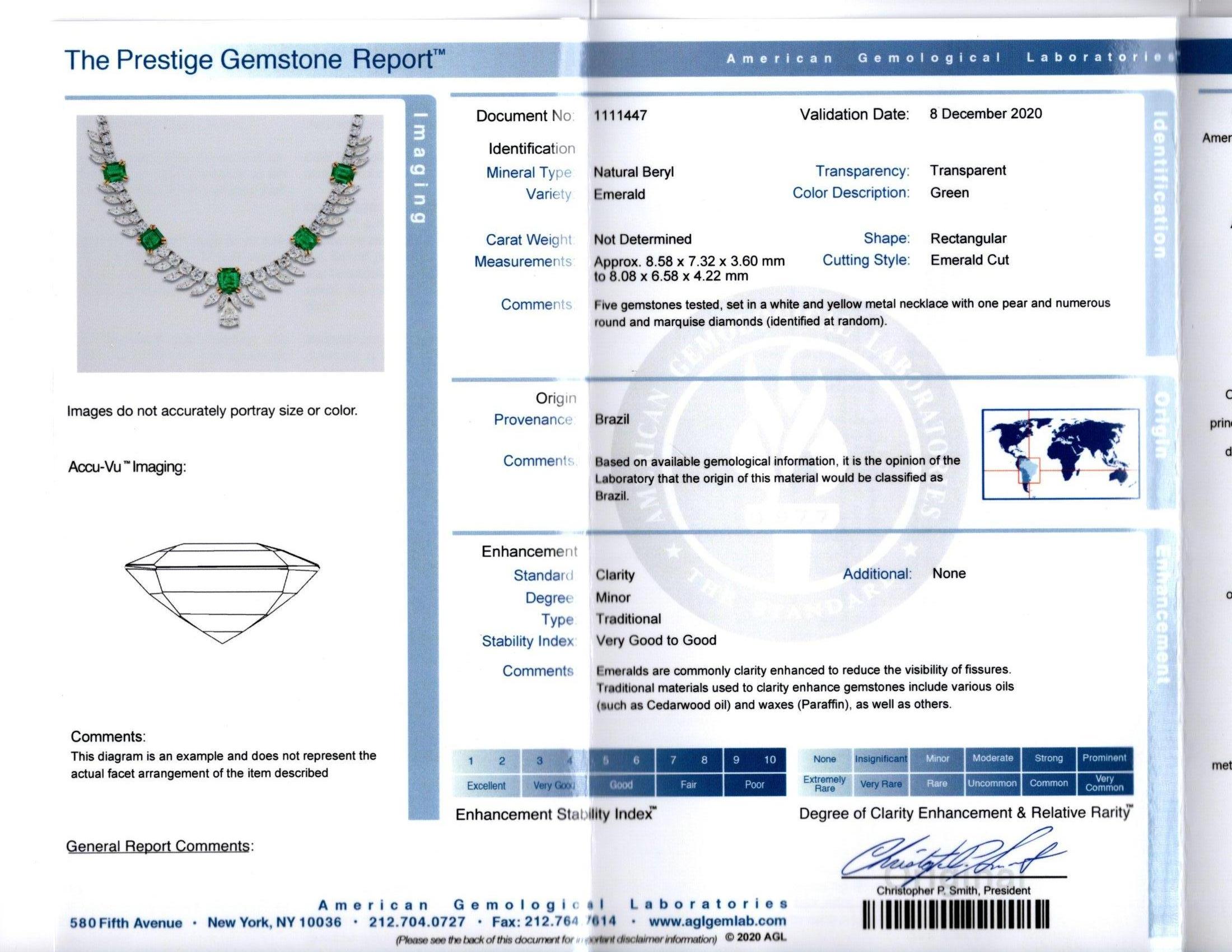 zertifizierte Smaragd- und Diamant-Halskette im Angebot 3